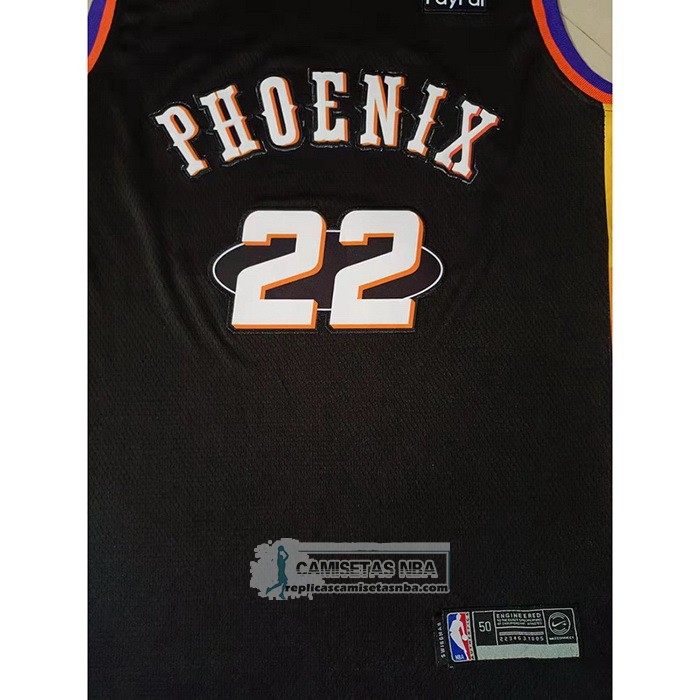 Camiseta Phoenix Suns Deandre Ayton NO 22 75th Anniversary 2022 Negro